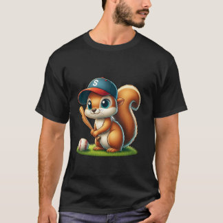 Rolig ekorre som spelar baseboll catcher pojkar fl t shirt