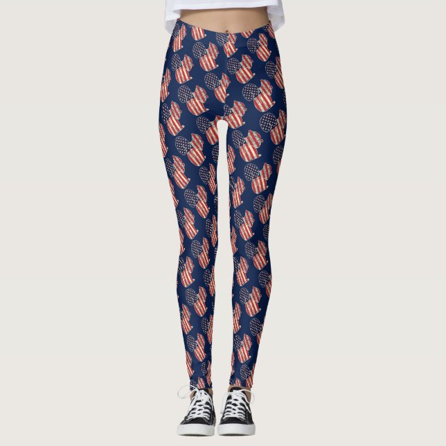 Rolig ekorreamerikanska flaggan leggings (Framsida)