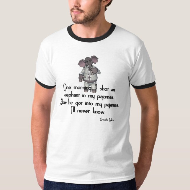 Rolig elefant för KRW i det PajamasGroucho Marx T Shirt (Framsida)