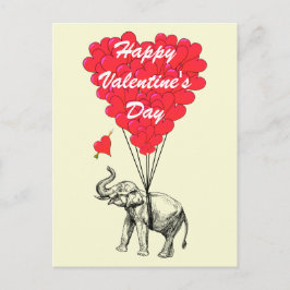 Rolig elefant- och kärlekhjärtavalentines helg vykort