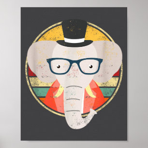 Rolig Elefant Vilda Liv Safari Retro Vintage Outfi Poster
