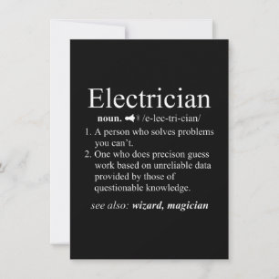 Rolig elektriker definition elektroteknik ingenjör anteckningskort