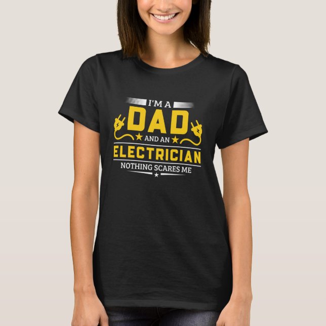 Rolig elektriker pappa farfar fars dag t shirt (Framsida)