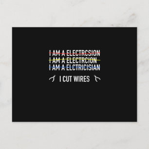 Rolig elektriker skjorta, jag klipper kablar vykort