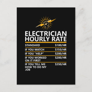 Rolig elektriker timpris tabell humor present vykort