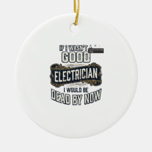 Rolig elektriker Vintage gravyr citat design Julgransprydnad Keramik
