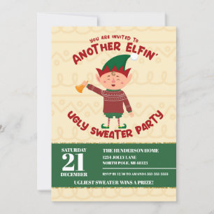 Rolig Elfin' Jul Ful Tröja Fest Inbjudningar