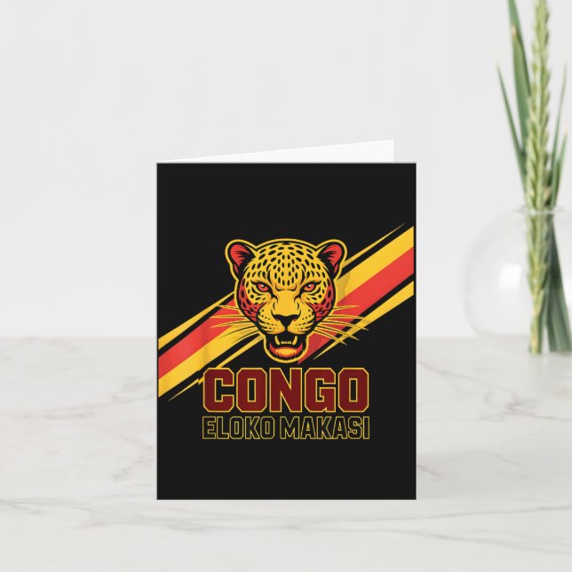Rolig Eloko Makasi Leopard Dr Kongo Pojkar Vacay Kort (Framsida)