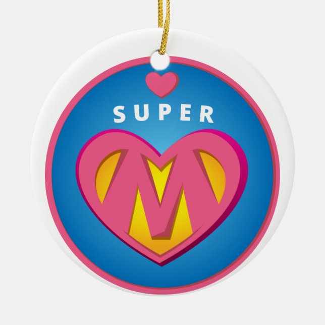 Rolig emblem för SuperheroSuperwomanmamma Julgransprydnad Keramik (Framsidan)