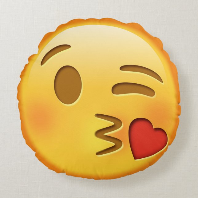 Rolig Emoji dekorativ kudde med kyssande emoji (Framsidan)