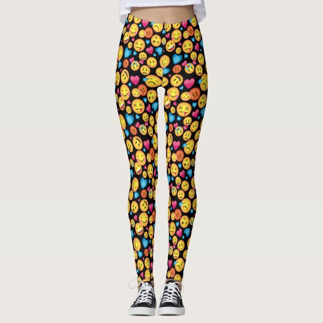 Rolig Emoji tryckdamasker Leggings (Framsida)
