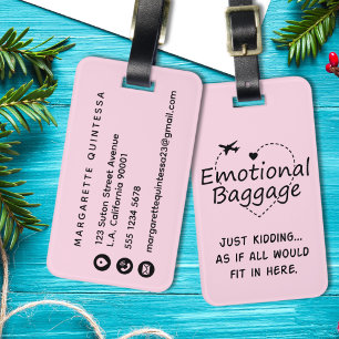 Rolig emotionell bagage rosa flickhumor flygplan bagagebricka