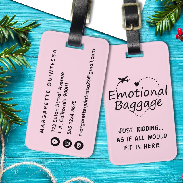 Rolig emotionell bagage rosa flickhumor flygplan bagagebricka (Skapare uppladdad)