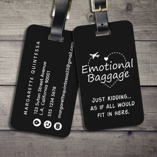Rolig emotionell bagage tjej svart & vit resa bagagebricka