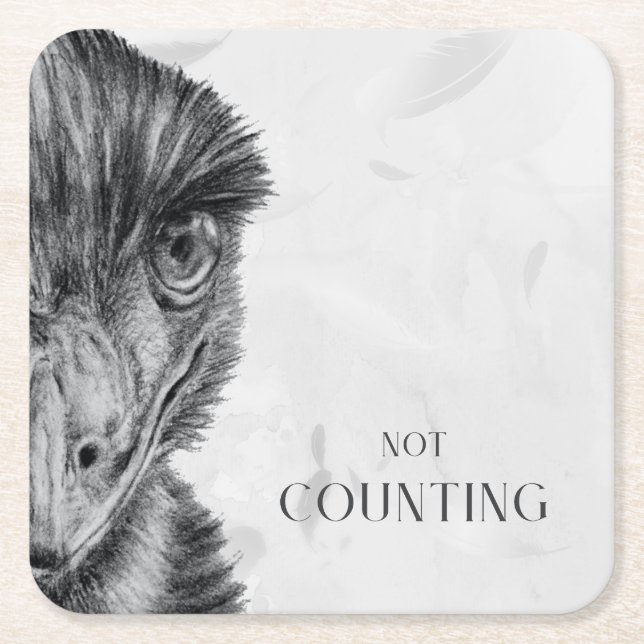 Rolig Emu Coaster | Inte Räkna Underlägg Papper Kvadrat (Framsidan)