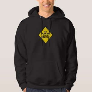 Rolig En Fisa Från Katastrof Varnings Skylt Humor Hoodie