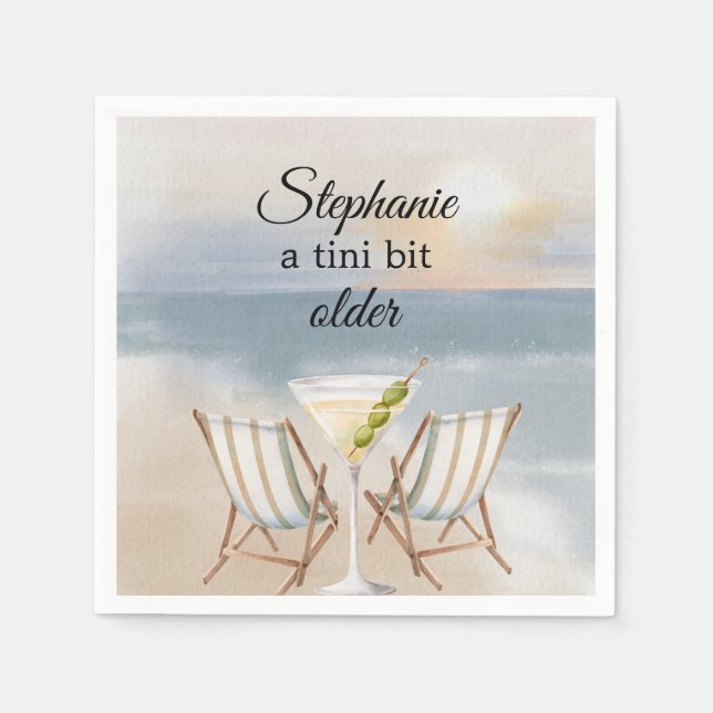 Rolig En Tini Bit Äldre Beach Party 50-årsdag Pappersservett (Framsidan)