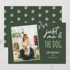 Rolig Endast Jag & Hunden Howlidays Foto Grön Julkort