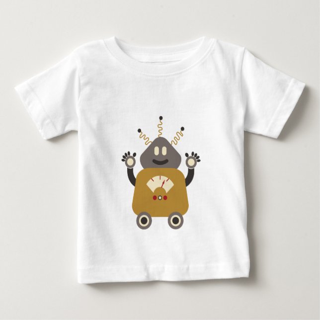 Rolig enfaldig Retro robotT-tröja Tee Shirt (Framsida)
