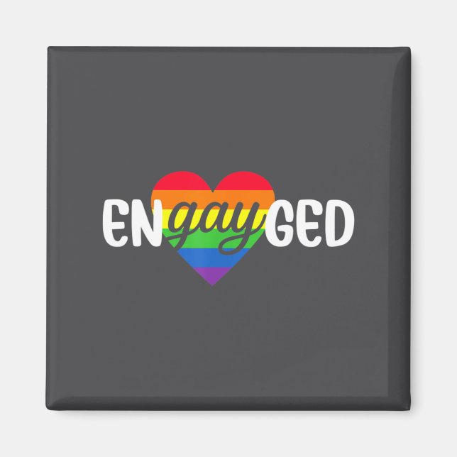 Rolig Engagerad Homosexuellt Par Förlovningsfest R Magnet (Framsidan)