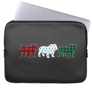 Rolig engelsk Bulldog Röd Plaid Jul Hund Kärlek Laptop Fodral