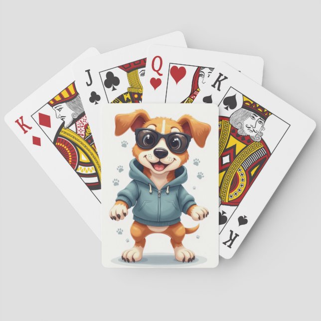 Rolig engelsk foxhound Kawaii hund Casinokort (Baksidan)