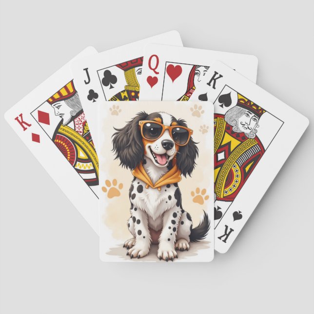 Rolig engelsk setter Kawaii hund Casinokort (Baksidan)