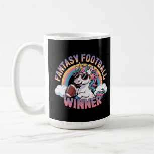 Rolig Enhörning Fantasy Football Vinnare 2025 Stil Kaffemugg