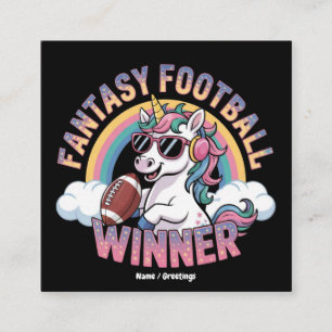 Rolig Enhörning Fantasy Fotboll Vinnare 2025 Stil Fyrkantigt Visitkort