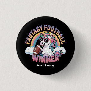 Rolig Enhörning Fantasy Fotboll Vinnare 2025 Stil Knapp