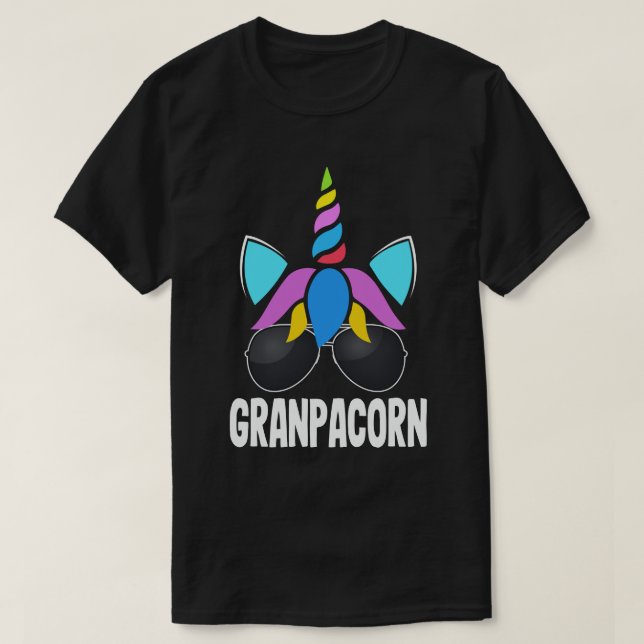 Rolig enhörning-farfar fars dag-present t shirt (Design framsida)