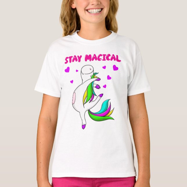 ROlig ENHÖRNING Håll dig Magisk T Shirt (Framsida)