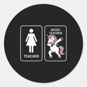Rolig enhörning musiklärare runt klistermärke