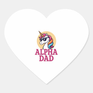 Rolig enhörning pappa Laufey män fadersdag jul Hjärtformat Klistermärke