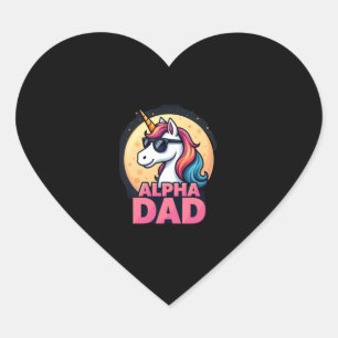Rolig Enhörning Pappa Laufey Män Fars Dag Jul Hjärtformat Klistermärke