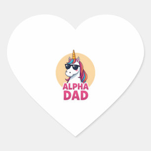 Rolig enhörning pappa Laufey män fars dag jul Hjärtformat Klistermärke