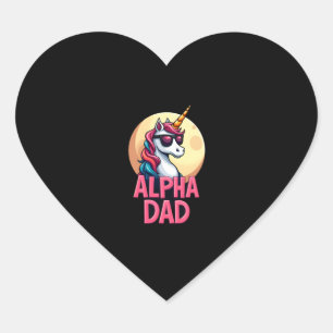 Rolig enhörning pappa Laufey män fars dag jul Hjärtformat Klistermärke