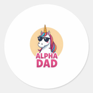 Rolig enhörning pappa Laufey män fars dag jul Runt Klistermärke