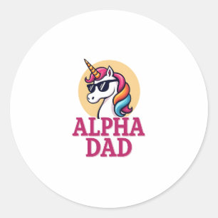 Rolig enhörning pappa Laufey män fars dag jul Runt Klistermärke