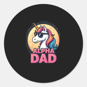 Rolig enhörning pappa Laufey män fars dag jul Runt Klistermärke