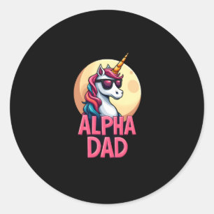 Rolig enhörning pappa Laufey män fars dag jul Runt Klistermärke