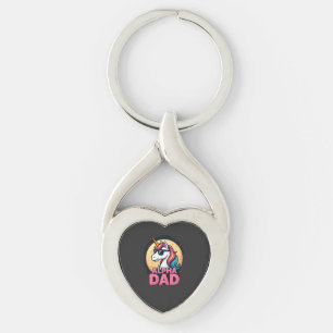 Rolig enhörning pappa Laufey män fars dag jul Twisted Heart Silverfärgad Nyckelring