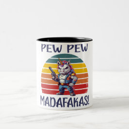 ROlig ENHÖRNING PEW PEW MADAFAKAS Två-Tonad Mugg