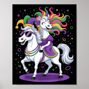 Rolig enhörning Ridande Häst Jester Hatt Kvinnor M Poster
