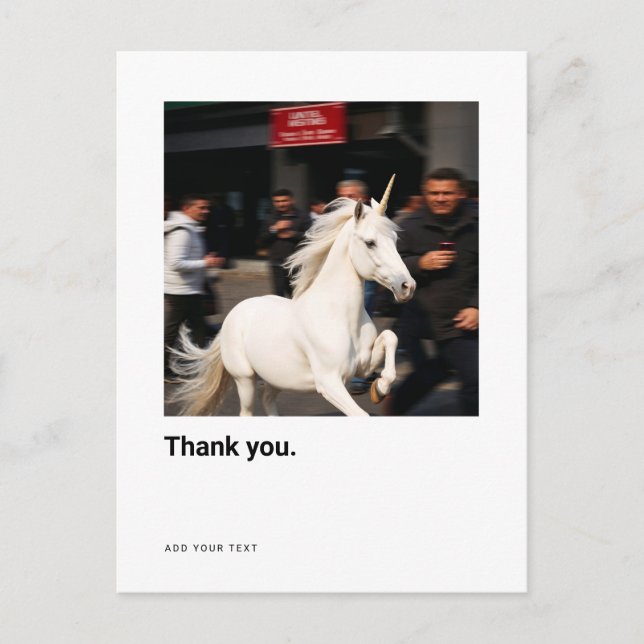 Rolig enhörningsfoto tack vykort (Framsida)