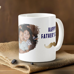 Rolig Enkel Mustasch Glad Fars Dag Foto Kaffemugg