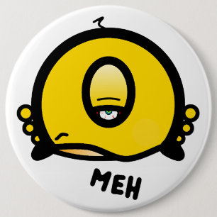 Rolig enögd tecknad ”Meh” Knapp