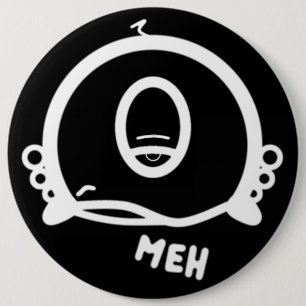 Rolig enögd tecknad “Meh” Knapp