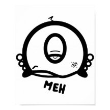 Rolig enögd tecknad ”Meh”