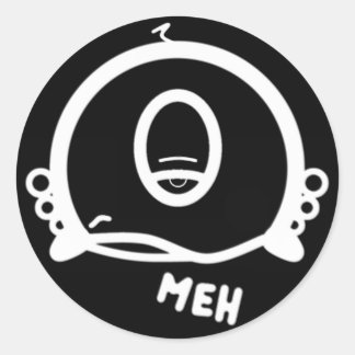 Rolig enögd tecknad ”Meh” Runt Klistermärke